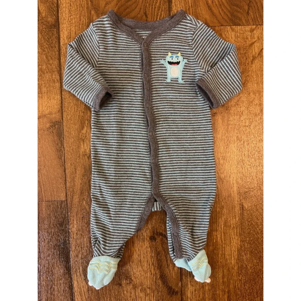 Carters Baby Boy 3‎ Months Footed Sleepers Rompers Outfits Clothes Monster Frogs